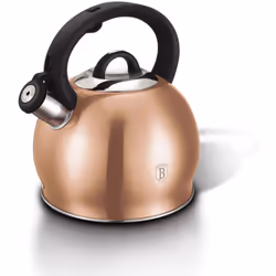 Bouilloire sifflante classique en acier inoxydable 18/10 peint en or rose. Ligne Collection Or Rose Capacité 3L. Le triple fo ...