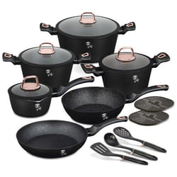 BERLINGERHAUS Set de vaisselle avec surface en marbre 15 pièces Rose noire Collection BH-8234