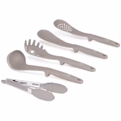 Ensemble de 5 ustensiles de cuisine en nylon de BERLINGER HAUS de la ligne Taupe Collection. Ustensiles particulièrement reco ...