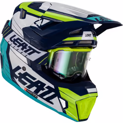 Leatt 7.5 Citrus Casque de motocross avec lunettes, vert-bleu, taille 2XL pour Hommes