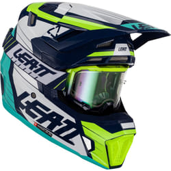 Leatt 7.5 Citrus Casque de motocross avec lunettes, vert-bleu, taille 2XL pour Hommes
