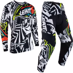 Leatt 3.5 Zebra Maillot de motocross et ensemble de pantalons, noir-blanc, taille XS pour Hommes
