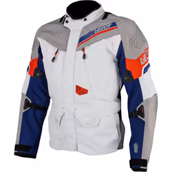 Leatt ADV DriTour 7.5 veste textile de moto imperméable, gris-rouge-bleu, taille L pour Hommes