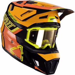 Leatt 7.5 V24 Casque de motocross avec lunettes, noir-orange, taille L pour Hommes