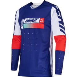 Leatt 4.5 Lite 2024 Maillot de motocross, blanc-rouge-bleu, taille L pour Hommes