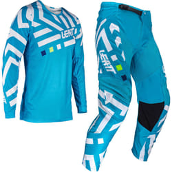 Leatt 3.5 Ride Pattern 2024 Ensemble maillot et pantalon de motocross, blanc-bleu, taille XL pour Hommes