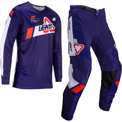 Leatt 3.5 Ride 2024 Ensemble maillot et pantalon de motocross, noir-blanc-bleu, taille M pour Hommes