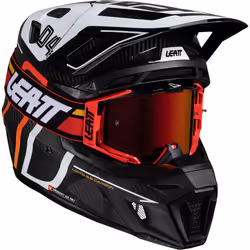 Leatt 9.5 Carbon Casque de motocross 2025 avec lunettes, blanc-charbon, taille L pour Hommes