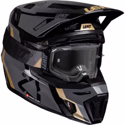 Leatt 8.5 2025 Casque de motocross avec lunettes, noir-gris-or, taille XS pour Hommes