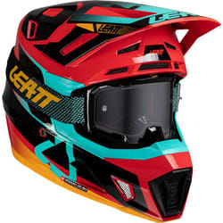 Leatt 7.5 Vector Casque de motocross avec lunettes, noir-rouge-bleu, taille L pour Hommes