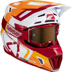 Leatt 7.5 Patch Casque de motocross avec lunettes, blanc-rouge-orange, taille M pour Hommes