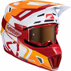 Leatt 7.5 Patch Casque de motocross avec lunettes, blanc-rouge-orange, taille M pour Hommes