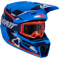 Leatt 3.5 Angled Casque de motocross avec lunettes, rouge-bleu, taille M pour Hommes