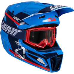 Leatt 3.5 Angled Casque de motocross avec lunettes, rouge-bleu, taille M pour Hommes