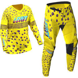 Leatt 3.5 Ride Kit Cheetah 2025 Mini/Junior Ensemble maillot et pantalon de motocross, jaune, taille 2XS