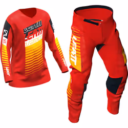 Leatt 3.5 Ride Kit Stripes Mini/Junior Ensemble maillot et pantalon de motocross, noir-blanc-rouge-orange, taille S