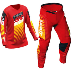 Leatt 3.5 Ride Kit Stripes Mini/Junior Ensemble maillot et pantalon de motocross, noir-blanc-rouge-orange, taille XL