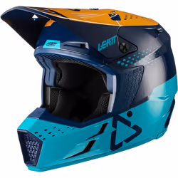 Leatt Moto 3.5 V21.4 Horizontal Casque de motocross, bleu, taille 2XL pour Hommes