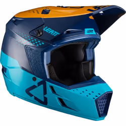 Leatt Moto 3.5 V21.4 Horizontal Casque de motocross, bleu, taille 2XL pour Hommes