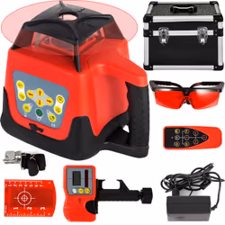 DESCRIPTION GÉNÉRALE Le niveau laser rotatif est conçu pour un usage industriel, émettant un faisceau rouge précis pour un ba ...