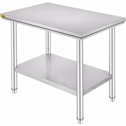 Table de Préparation de Cuisine en Acier Inoxydable Tablette Réglable & Pieds Réglables & Structure Stable Table de travail c ...