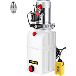 Pompe Hydraulique 12 v 6 l, Pompe Hydraulique Remorque Simple Effet Reservoir Plastique, Demarrage Rapide Debit deHuile Rapide Aucune Fuite, Remorque