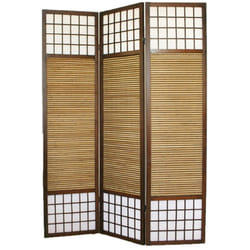 Pegane - Paravent séparateur de pièce en bois et bambou coloris marron - 3 Pans