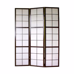 Paravent japonais Shoji en bois noir et papier du riz de 3 pans, pliant et planter légère, charnière bidirectionnelle