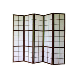 Pegane - Paravent japonais Shoji en bois noir 5 pans