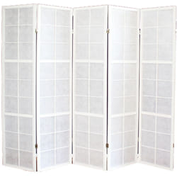 Pegane - Paravent japonais Shoji en bois blanc de 5 pans