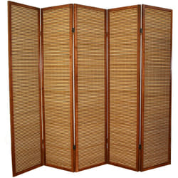 Pegane - Paravent bois et bambou brun - 5 Pans