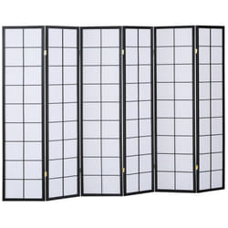 Pegane - Paravent japonais Shoji en bois noir de 6 pans