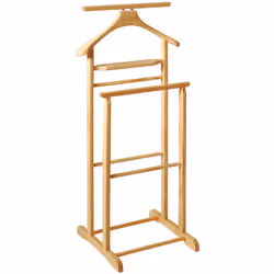 Ce valet de nuit naturel en bois massif à la double structure permet de conserver vos habits sans les froisser !