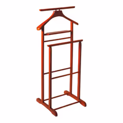Ce valet de nuit cerisier en bois massif à la double structure permet de conserver vos habits sans les froisser !