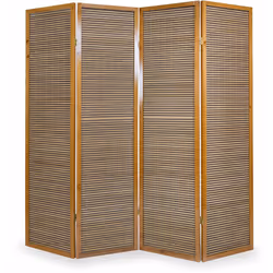 Description générale Ce paravent est fabriqué avec une structure en bois verni et des panneaux en lamelles de bambou bicolore ...