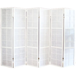 Pegane - Paravent japonais Shoji en bois blanc de 6 pans