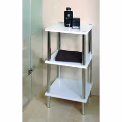 Etagère en tube dacier chromé - PEGANE - Blanc - L39 x P39 x H77 cm