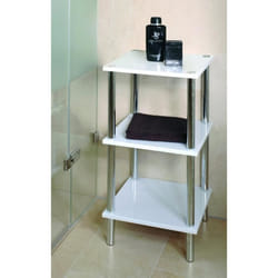 Etagère en tube dacier chromé - PEGANE - Blanc - L39 x P39 x H77 cm