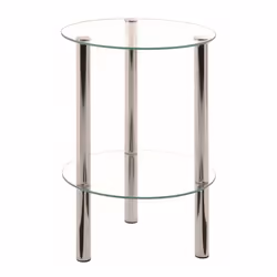 Table d'appoint en tube d'acier, verre trempé transparent, cette table d'appoint est à la fois design et élégante, très prati ...