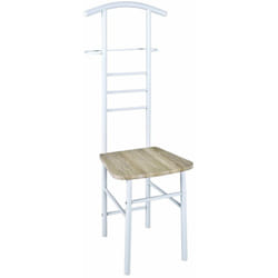 Pegane - Valet en tube d'acier Coloris blanc-chêne - L46 x P50 x H119 cm