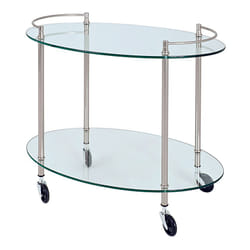 Table pour desserte en tube d'acier Coloris Optique inox, Dim : L68 x P46 x H63 cm