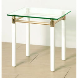 Pegane - Table D'Appoint En Tube D'Acier Coloris Blanc-doré- L42 X P42 X H44 Cm