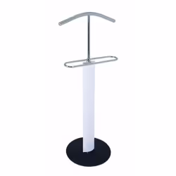 Valet de nuit en tube dacier - PEGANE - Coloris Chrome-blanc-noir - Laqué - L48 x P37 x H116 cm