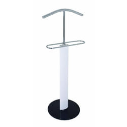 Valet de nuit en tube dacier - PEGANE - Coloris Chrome-blanc-noir - Laqué - L48 x P37 x H116 cm