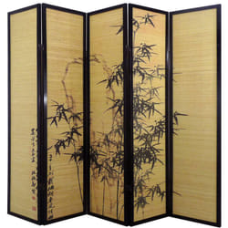 Pegane - Paravent en bois de 5 pans, L200 x H176 x P2 cm