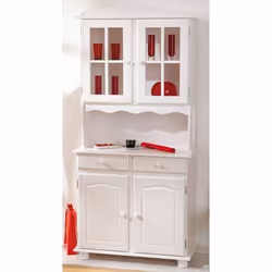 Bahut vaisselier - PEGANE - VALENCIA - Bois - Blanc - Contemporain - 2 portes