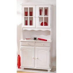 Bahut vaisselier - PEGANE - VALENCIA - Bois - Blanc - Contemporain - 2 portes