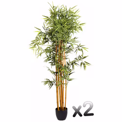 Plantes artificielles Bambou en pot Hauteur 180 cm. Matériaux : tissu, fer, plastique.