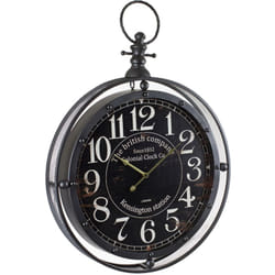 Pegane - Horloge métal Gousset noir grande taille, d. 60 x Ep. 10 x h. 84 cm