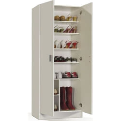 Armoire - PEGANE - 2 portes - Blanc - 180 x 585 x 37 cm